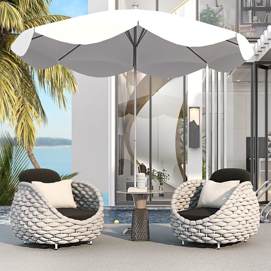 Nordic outdoor sofa Garden courtyard Villa balcony swimming pool casual coffee table combination of rattan furniture