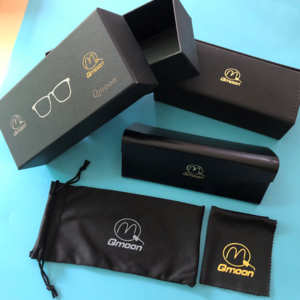 Qmoon Sunglasses Accessories Packaging Cover Case Eye Glass Cases Box Cleaning Cloth Pouch Luxury Custom Logo Sunglasses Case