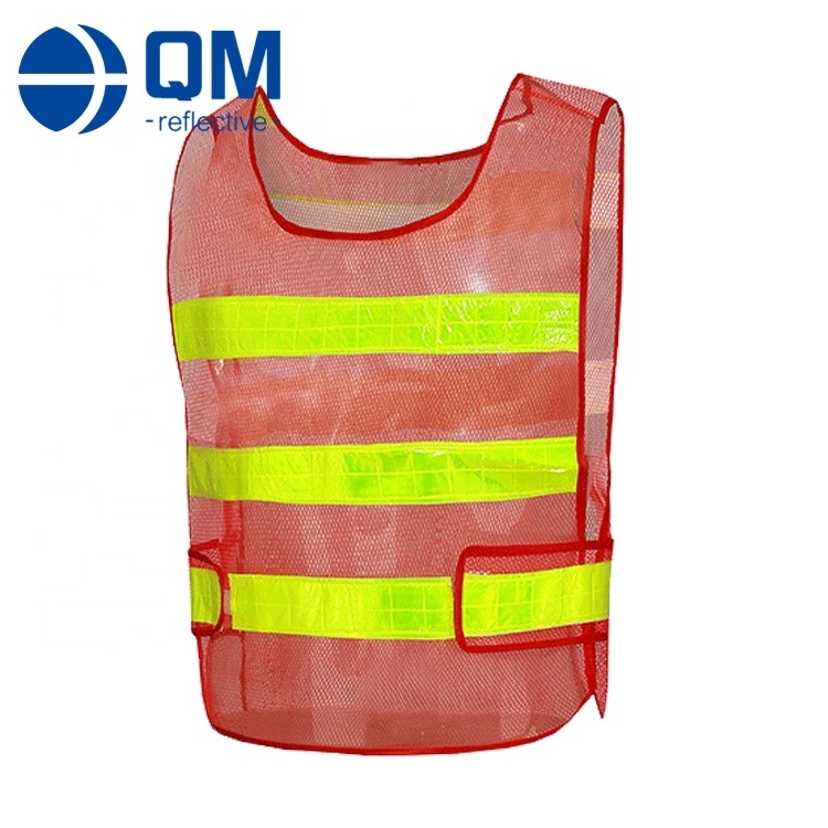 Adjustable Orange Red Mesh Safety Vest