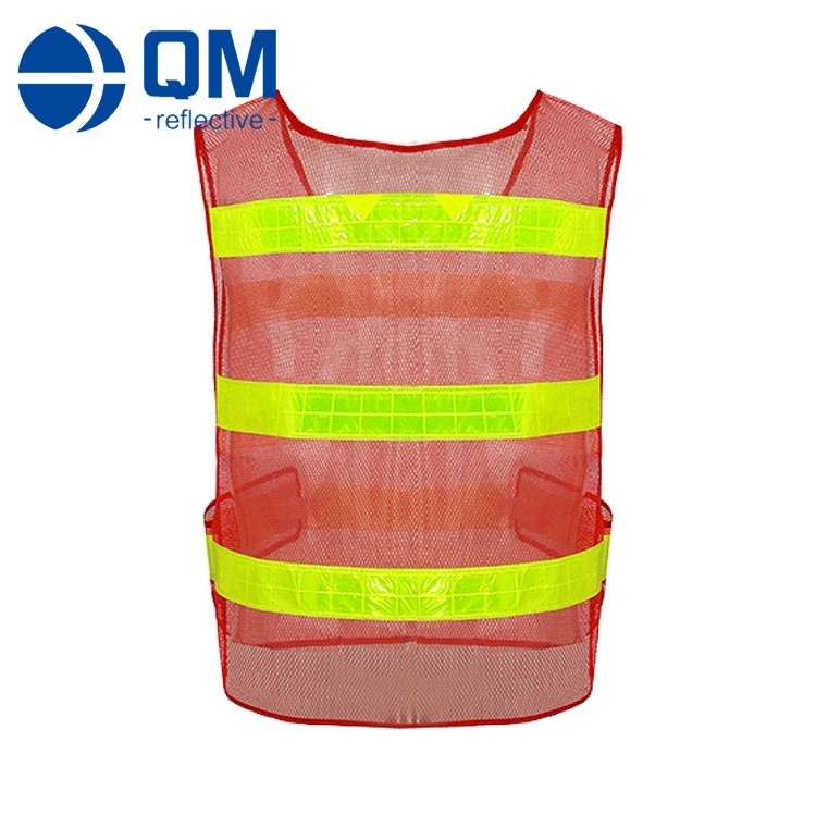 Adjustable Orange Red Mesh Safety Vest