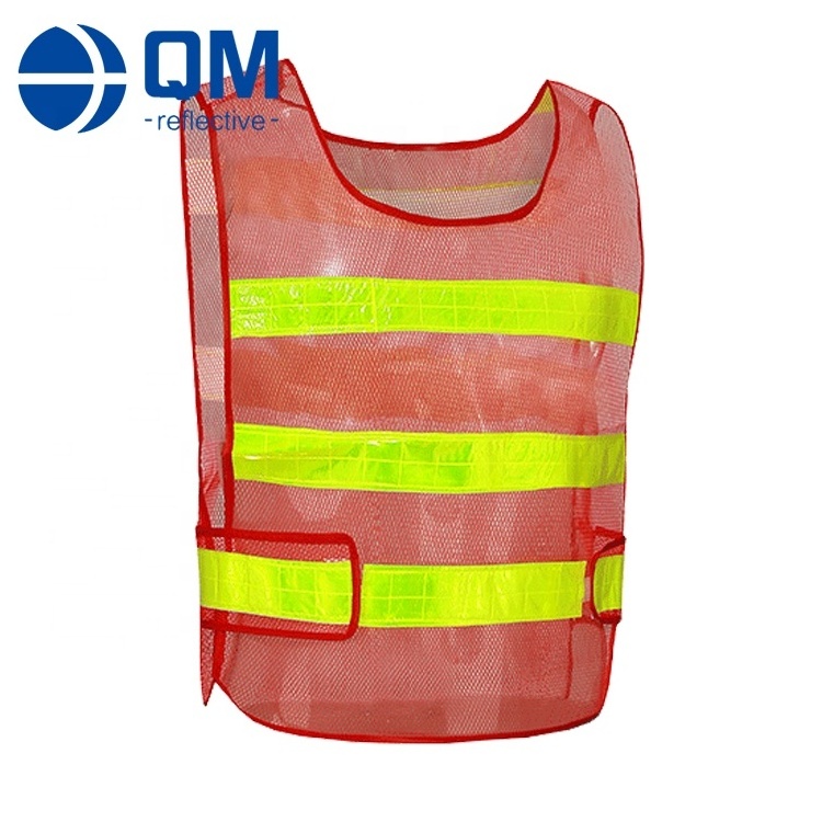 Adjustable Orange Red Mesh Safety Vest