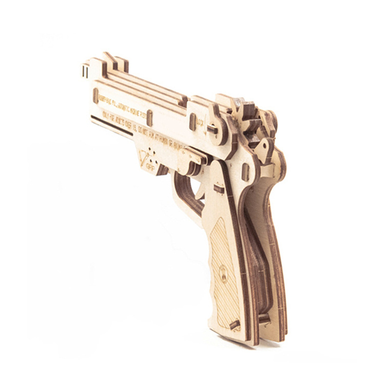 rubber band pistol wooden diy 3d puzzle 2023 hot sale cheap shoot rubber bands toy guns for kid's souvenirs toy gift