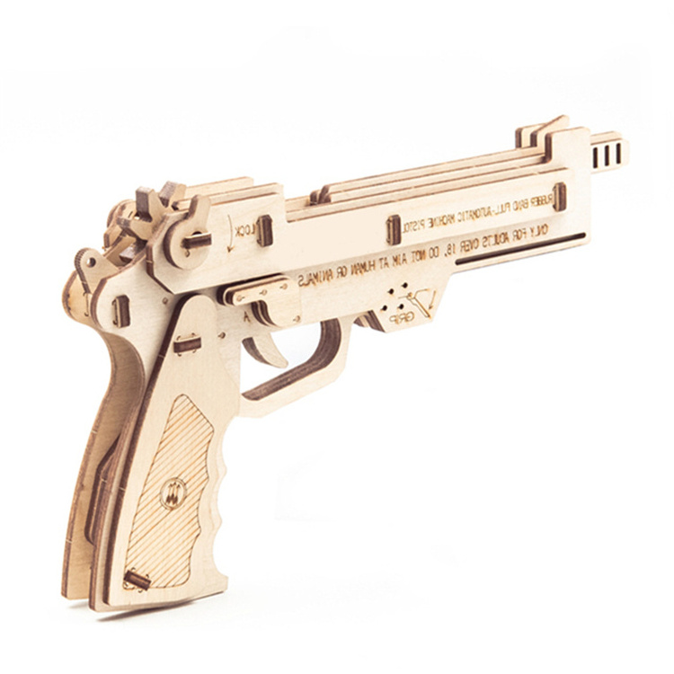 rubber band pistol wooden diy 3d puzzle 2023 hot sale cheap shoot rubber bands toy guns for kid's souvenirs toy gift