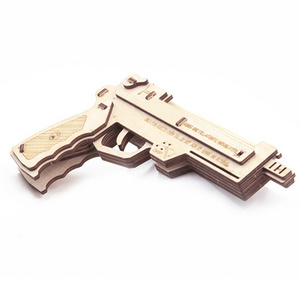 rubber band pistol wooden diy 3d puzzle 2023 hot sale cheap shoot rubber bands toy guns for kid's souvenirs toy gift