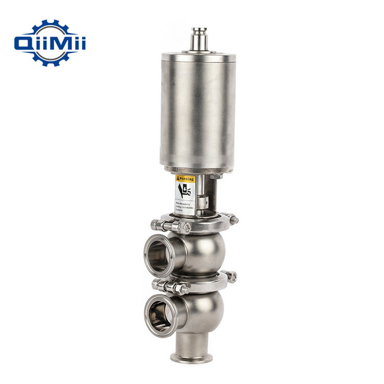 Stainless Steel Sanitary SS304 SS316L  Pneumatic Divert Seat Valve Double Single Acting Shut-Off Valve Reversal Valve