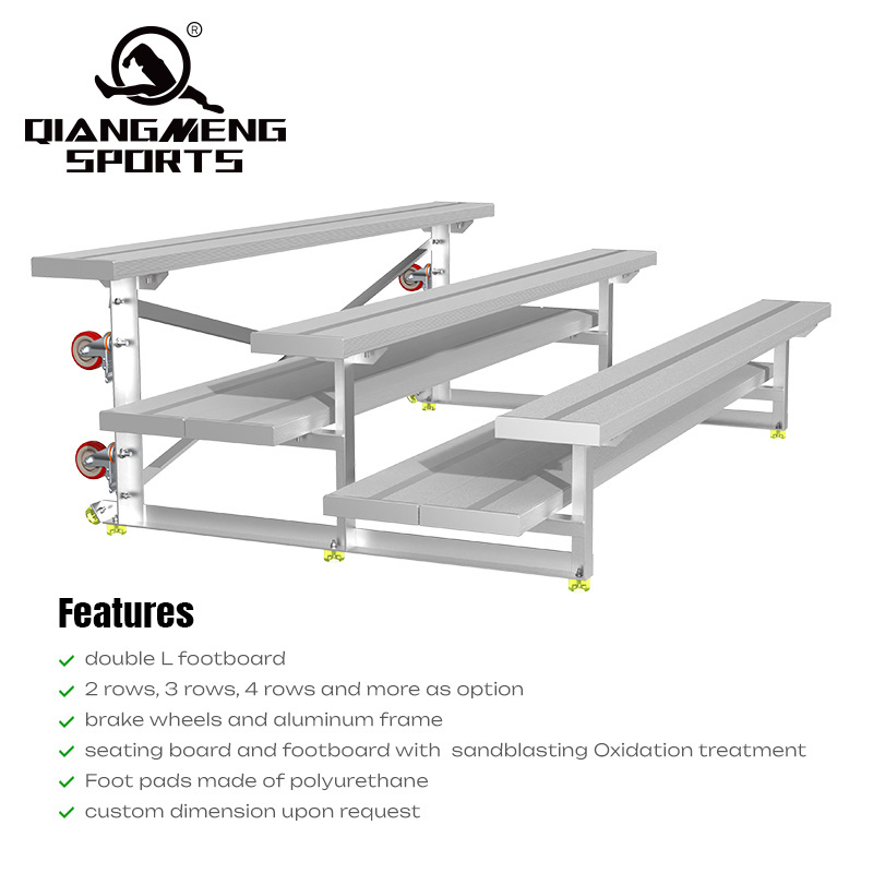 3 Rows Aluminum Alloy Bleachers Seating Portable Grandstand  Double Footboards