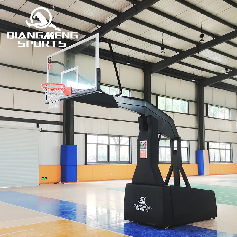 Caster Basketball Stand Foldable Hydraulic Basketball System FIBA Heavy Duty Professional Basketball Hoop 10 Feet