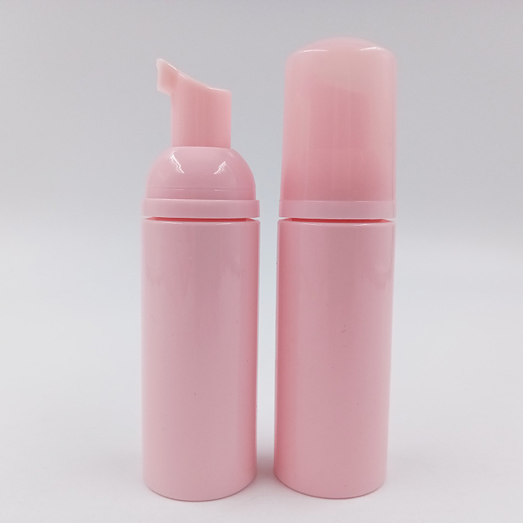 Custom Screen Printing PET Foaming Lash Face Cleanser Bottle Pink Clear Plastic Soap Dispenser Foam Pump Bottle 50ml