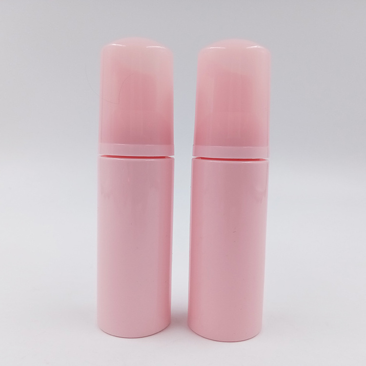 Custom Screen Printing PET Foaming Lash Face Cleanser Bottle Pink Clear Plastic Soap Dispenser Foam Pump Bottle 50ml