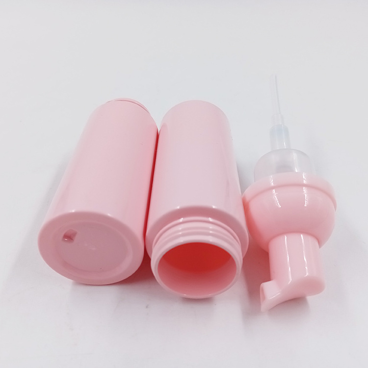 Custom Screen Printing PET Foaming Lash Face Cleanser Bottle Pink Clear Plastic Soap Dispenser Foam Pump Bottle 50ml