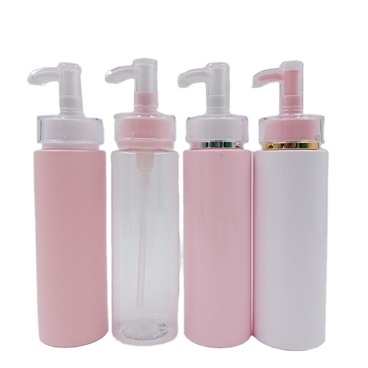 Custom Empty Pet 100 200 250 Ml Pink White Transparent Skincare Luxury Shampoo Packaging Plastic Cosmetic Lotion Pump Bottle