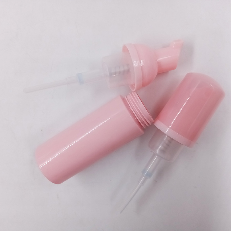 Custom Screen Printing PET Foaming Lash Face Cleanser Bottle Pink Clear Plastic Soap Dispenser Foam Pump Bottle 50ml