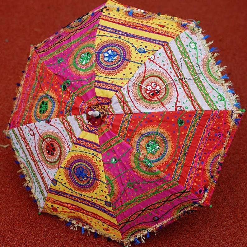 Indian Handmade Wedding Decorative Proposal Festive Decor Umbrella with Embroidery