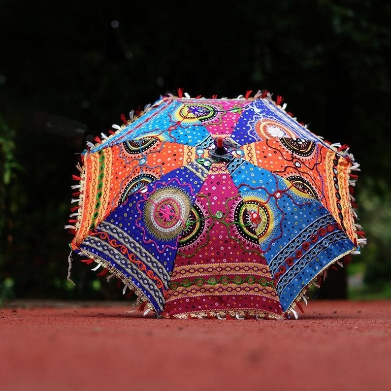 Indian Handmade Wedding Decorative Proposal Festive Decor Umbrella with Embroidery