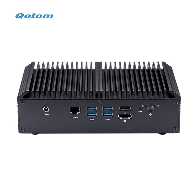 Qotom Fanless Mini Pc Computer Core i7 10710U Desktop Computer RS-232 Port 8 Lan GPIO Firewall Support Linux Business PC