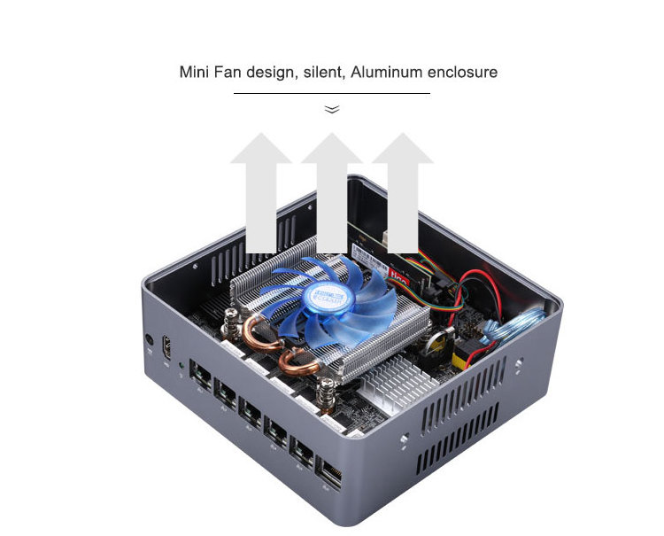 Qotom Mini Computer Desktop Mainframe win 10 i3 i5 Firewall pc 6 Intel I211-AT Gigabit LAN industrial Mini pc