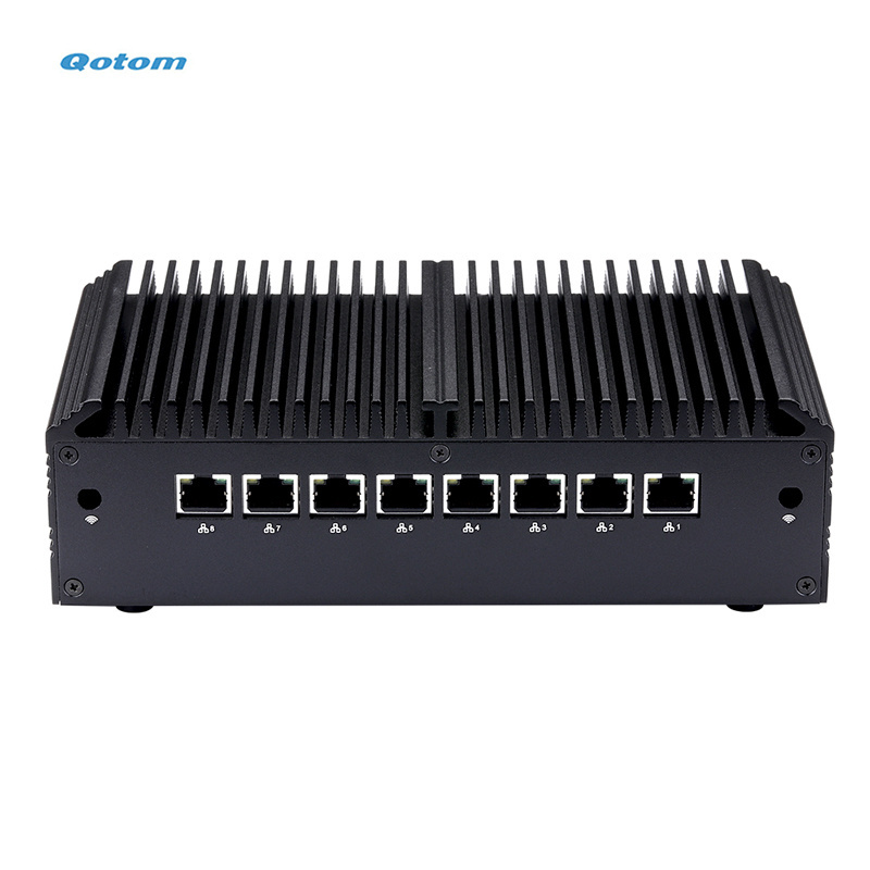 Qotom Fanless Mini Pc Computer Core i7 10710U Desktop Computer RS-232 Port 8 Lan GPIO Firewall Support Linux Business PC