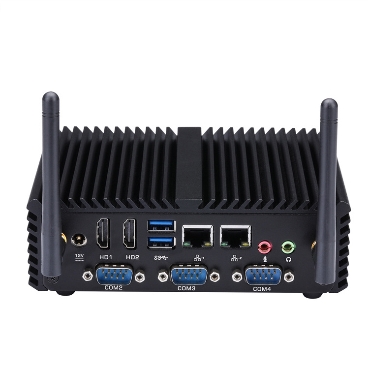 Qotom 4 RS-232 Port 1.7GHz Mini PC Core i3 4010U 2 Realtek Gigabit LAN PC Fanless Single Board Computer Linux