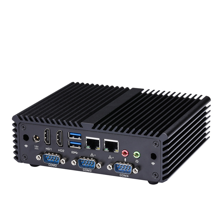 Qotom 4 RS-232 Port 1.7GHz Mini PC Core i3 4010U 2 Realtek Gigabit LAN PC Fanless Single Board Computer Linux