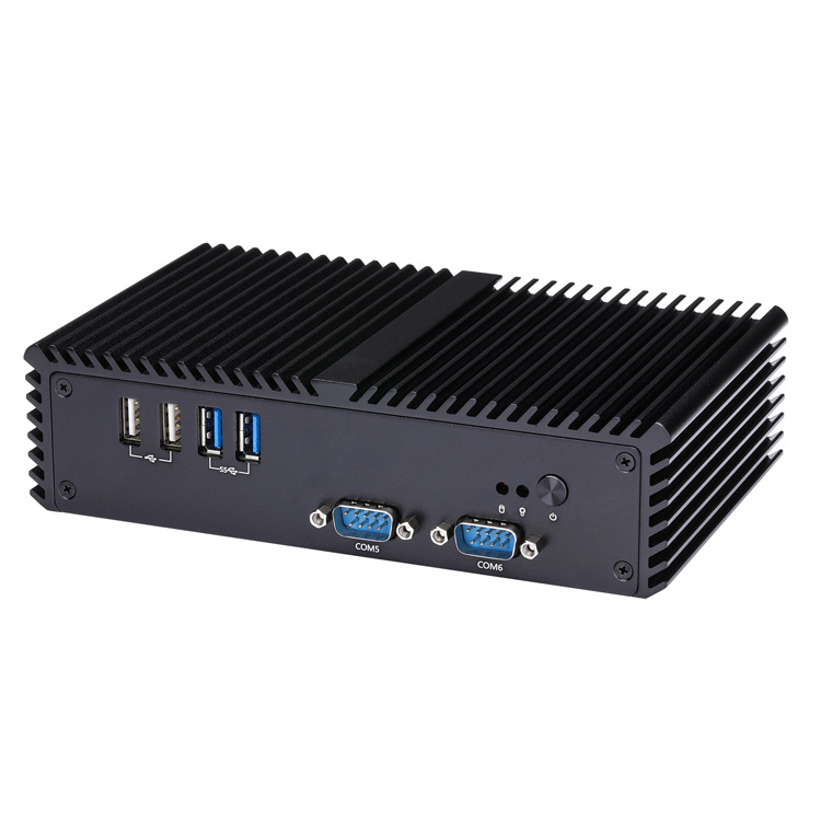 Qotom Cheap Mini PC core i3 5005U Computadora USB3.0 Dual Lan Mini pc 6 COM RS232 Fanless Mini Industrial Computer