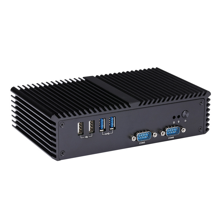 Qotom Cheap Mini PC core i3 5005U Computadora USB3.0 Dual Lan Mini pc 6 COM RS232 Fanless Mini Industrial Computer