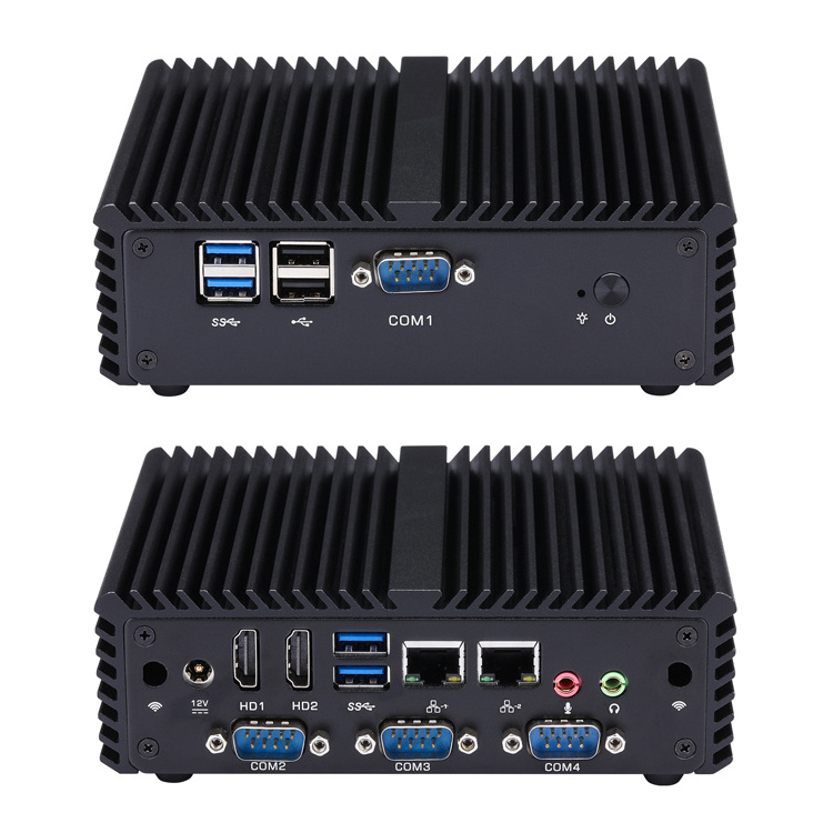 Qotom 4 RS-232 Port 1.7GHz Mini PC Core i3 4010U 2 Realtek Gigabit LAN PC Fanless Single Board Computer Linux