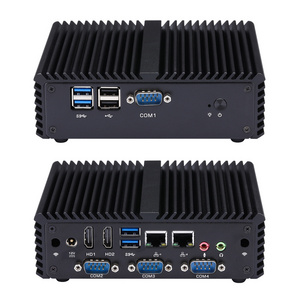 Qotom 4 RS-232 Port 1.7GHz Mini PC Core i3 4010U 2 Realtek Gigabit LAN PC Fanless Single Board Computer Linux