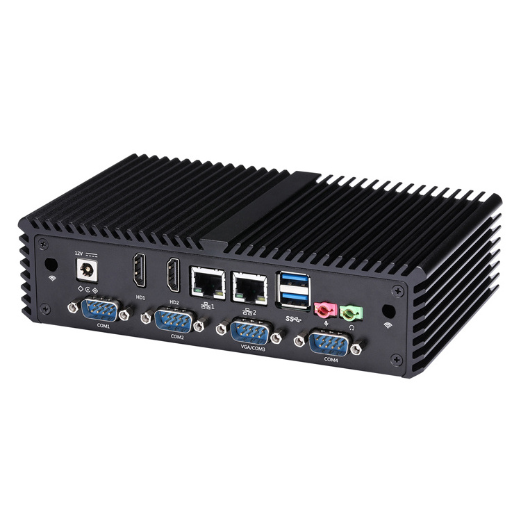 Qotom Cheap Mini PC core i3 5005U Computadora USB3.0 Dual Lan Mini pc 6 COM RS232 Fanless Mini Industrial Computer