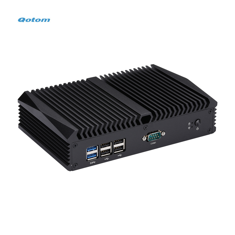 Qotom Fanless Industrial Mini Pc Cpu i7 6500U 8*USB RS232 2*LAN VGA 2*HD Desktop Computer