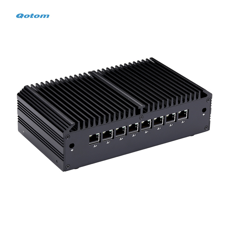 Qotom Fanless Mini Pc Computer Core i7 10710U Desktop Computer RS-232 Port 8 Lan GPIO Firewall Support Linux Business PC