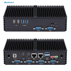 Qotom Cheap Mini PC core i3 5005U Computadora USB3.0 Dual Lan Mini pc 6 COM RS232 Fanless Mini Industrial Computer