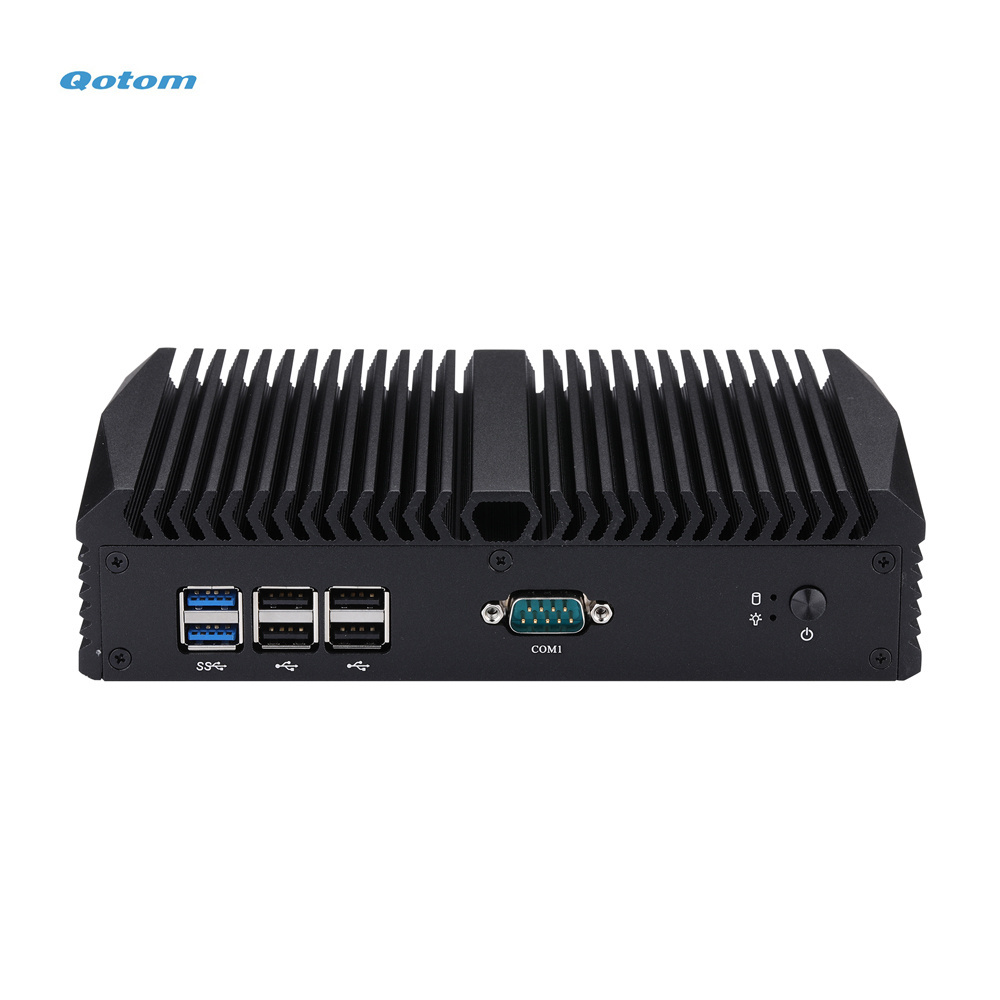 Qotom Fanless Industrial Mini Pc Cpu i7 6500U 8*USB RS232 2*LAN VGA 2*HD Desktop Computer