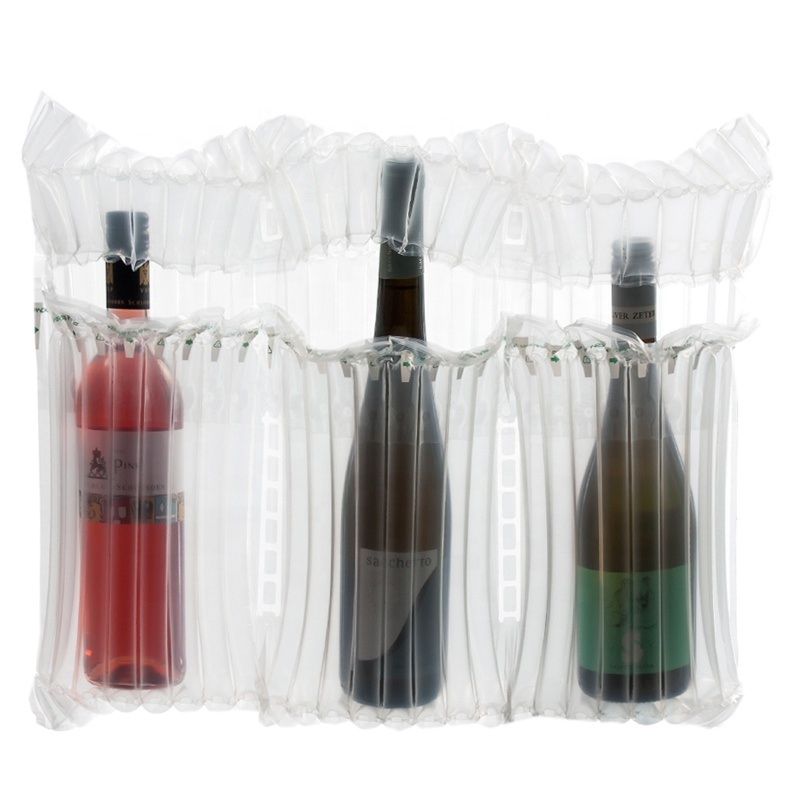 2022 Top Sales Wine Bottle Protector 3 Pack Bubble Bags With Free Pump Reusable Sleeve Travel Inflatable Air Column Cushion Bag