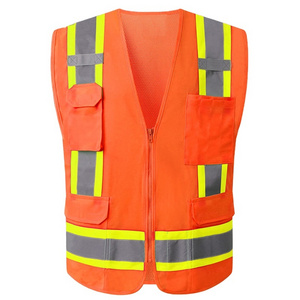 Safety Vest Orange Waterproof High Visibility Winter Security Jacket Hi Vis Long Sleeve Shirt Construction Safety Vest