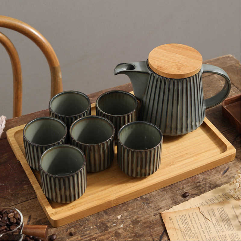 High quality ceramic tea pot and cup set With tray