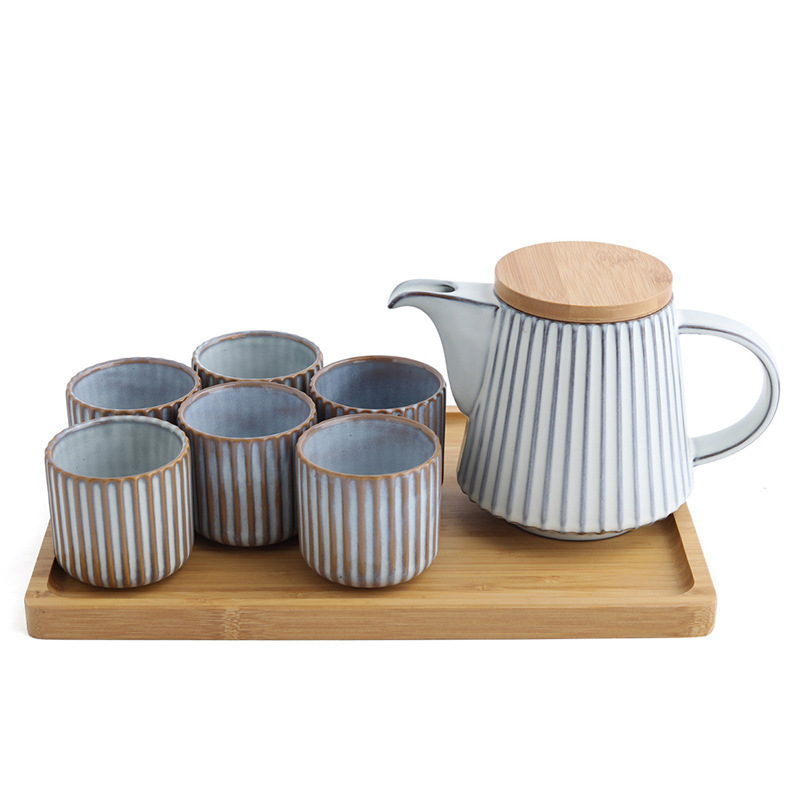 High quality ceramic tea pot and cup set With tray