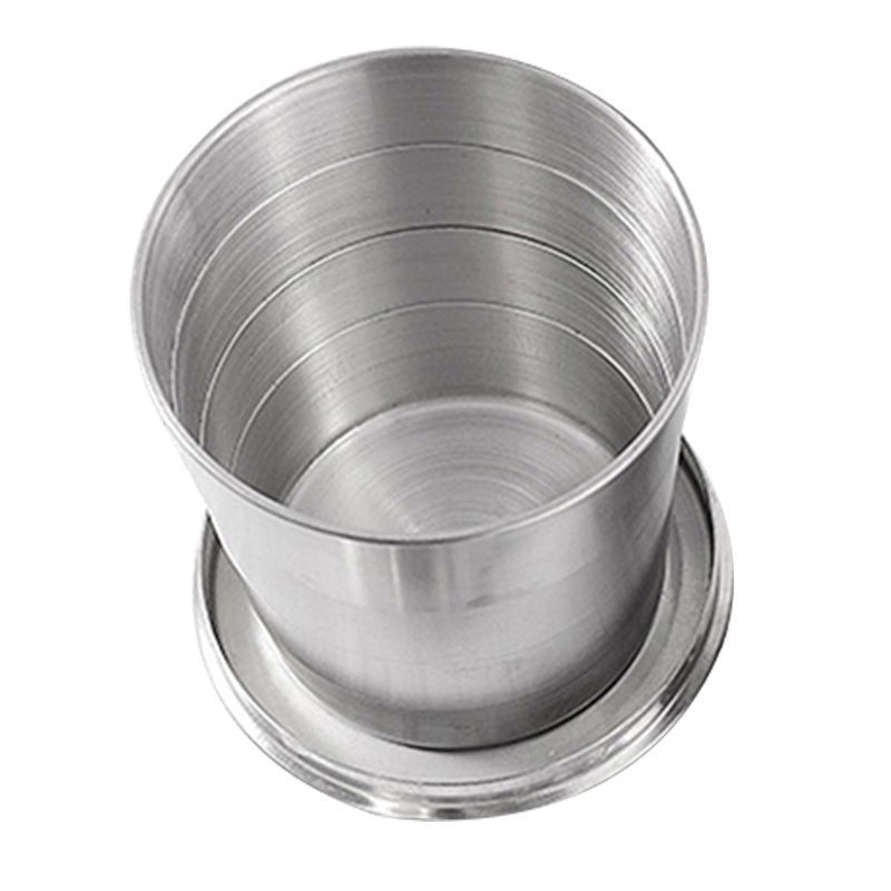 High Quality Folding Water Drinking Cup Outdoor Travel Stainless Steel Collapsible Cup with key ring