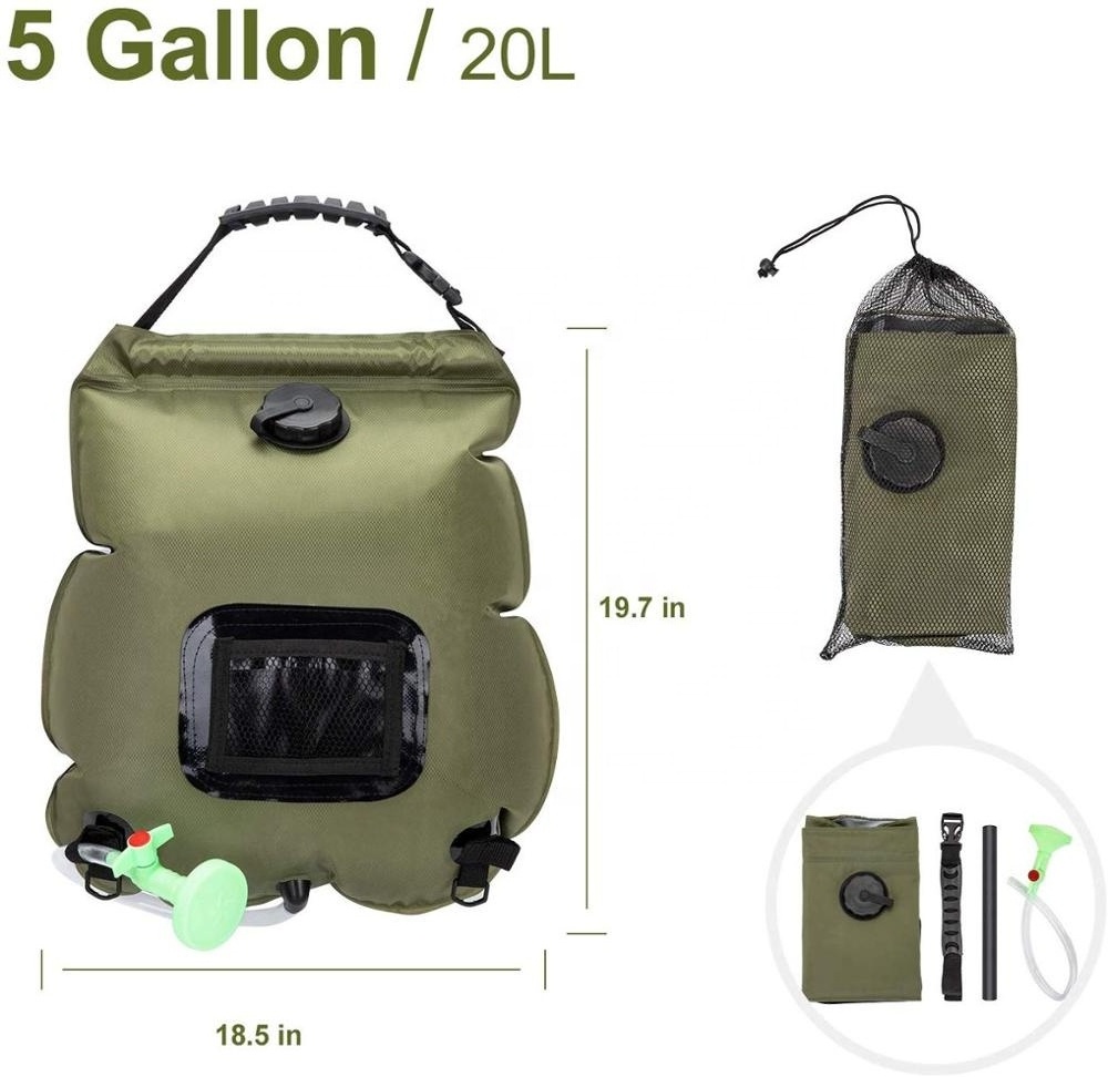 In Stock Hot Custom 20l Portable Camping Shower 5 Gallons Heating Pipe Bag Solar Water Heater Outdoor Other Camping Gear