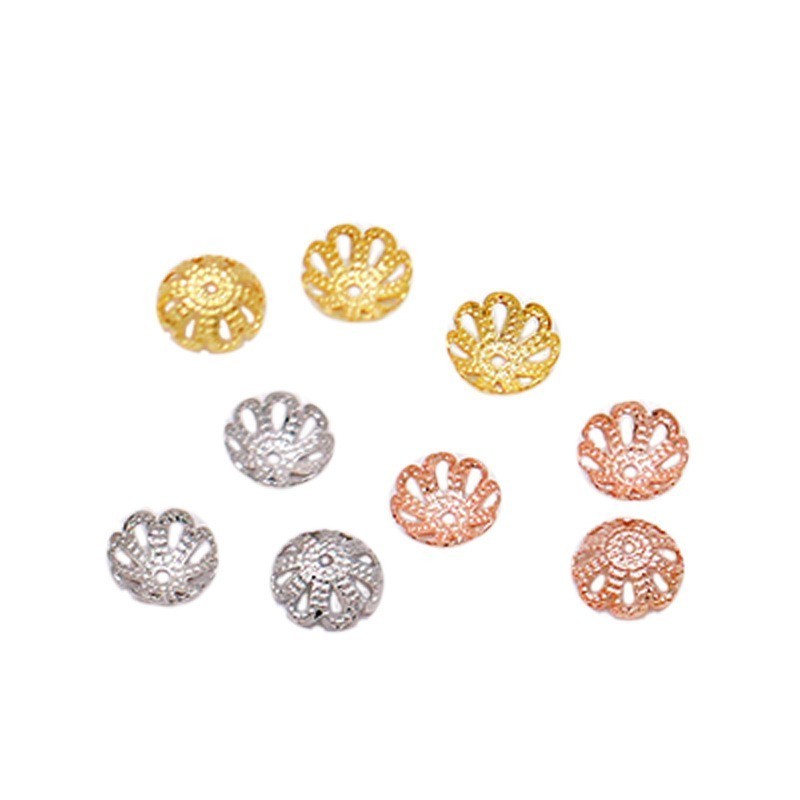 Gold coated color protection flower tray with genuine gold spacer DIY beaded hat pendant bead tray