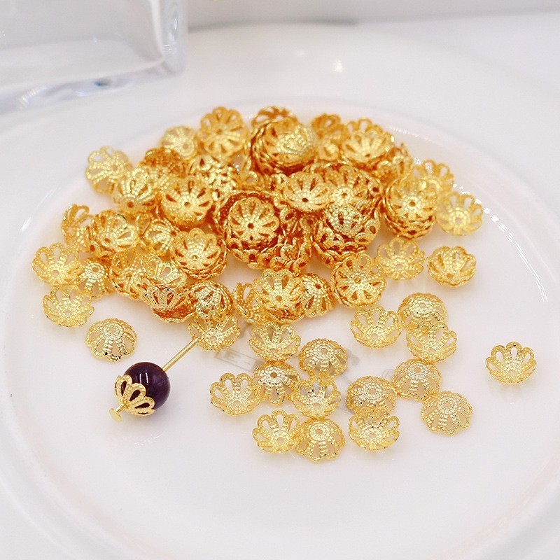 Gold coated color protection flower tray with genuine gold spacer DIY beaded hat pendant bead tray