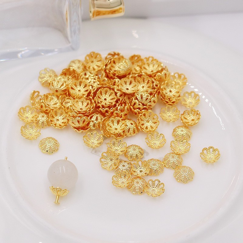 Gold coated color protection flower tray with genuine gold spacer DIY beaded hat pendant bead tray