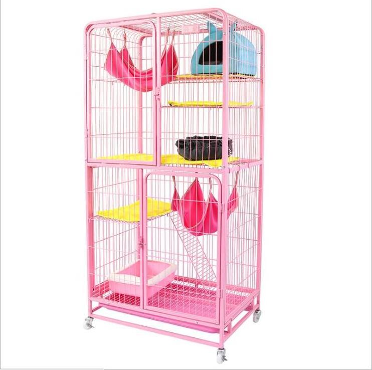 Top Seller Indoor Large Moving Wheels 3 Level Cat House Playpen Cage With Litter Box And Storage