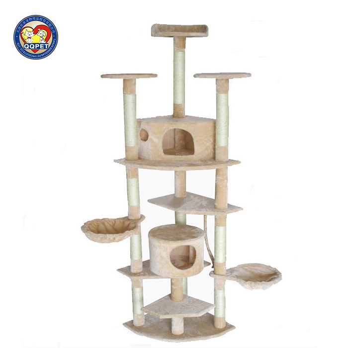 BSCI QQ Factory Cat Tree Cat Scratching Post with Hammock Cave