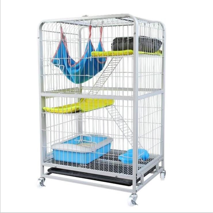 Cat Cage Playpen Kennel Cat Cages Indoor Large Crate with 3 Platforms 3 Front Doors 2 Ramp Ladders