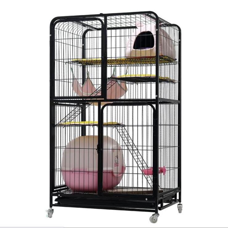 Cat Cage Playpen Kennel Cat Cages Indoor Large Crate with 3 Platforms 3 Front Doors 2 Ramp Ladders