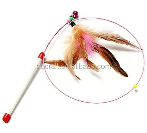 Da Bird Sparkler Cat Toy Accessory Cute Design Steel Wire Feather Teaser Wand Plastic Toy