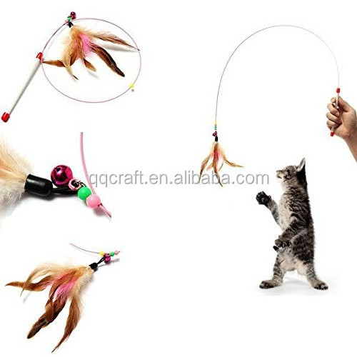 Da Bird Sparkler Cat Toy Accessory Cute Design Steel Wire Feather Teaser Wand Plastic Toy