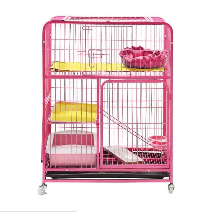 Cat Cage Playpen Kennel Cat Cages Indoor Large Crate with 3 Platforms 3 Front Doors 2 Ramp Ladders