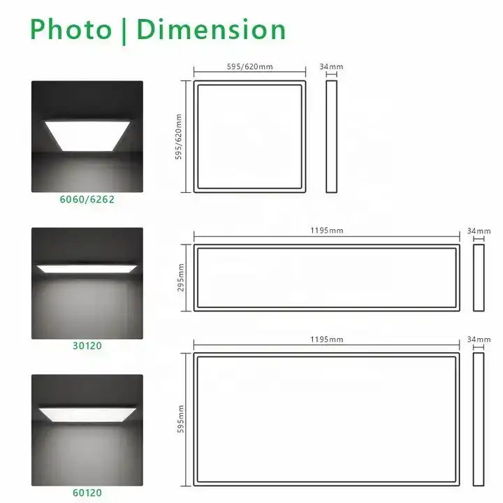 Square Panel Lights Fixture 600x600 1200x600 1200x300 Flat Surface Mounted Backlit LED Panel Light