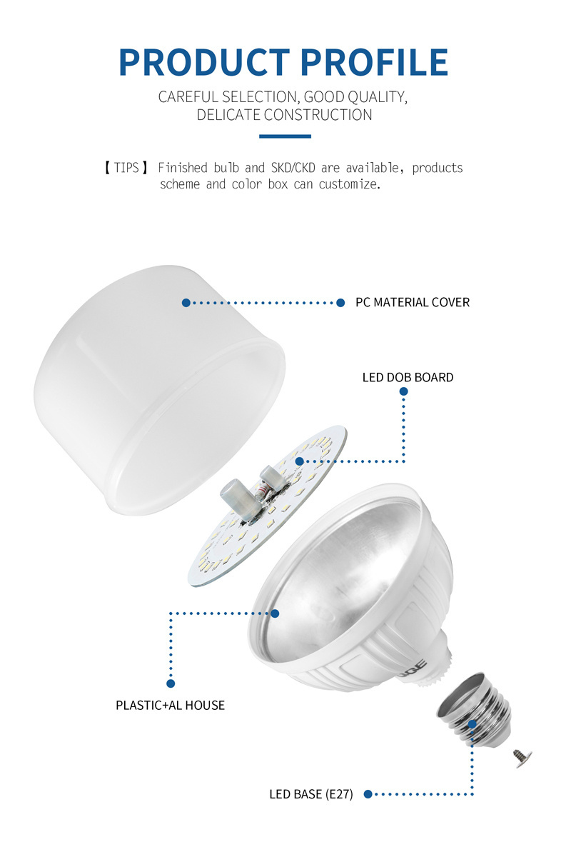 45Watt LED Rocket Bulb E27/B22 Base Aluminum Body AC Powered LED Panel COB Light 7W 40W Lighting Circuitry 6500K Rocket Style